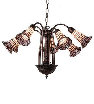 Meyda Tiffany - 236532 - Seven Light Chandelier - Stained Glass Pond Lily - Mahogany Bronze
