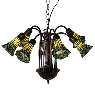 Stained Glass Pond Lily Seven Light Chandelier (236537)
