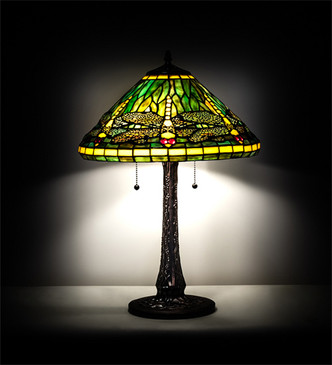 Tiffany Dragonfly Three Light Table Lamp (241975)
