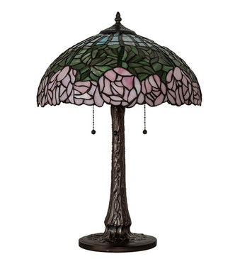 Tiffany Cabbage Rose Three Light Table Lamp (242043) Tiffany Cabbage Rose Three Light Table Lamp (242043)