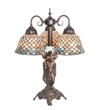 Tiffany Fishscale Three Light Table Lamp (245479)