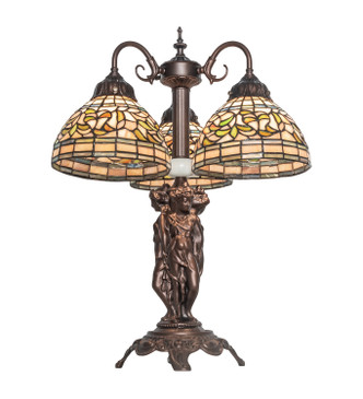 Tiffany Turning Leaf Three Light Table Lamp (245480)