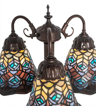 Tiffany Peacock Feather Three Light Table Lamp (245482)