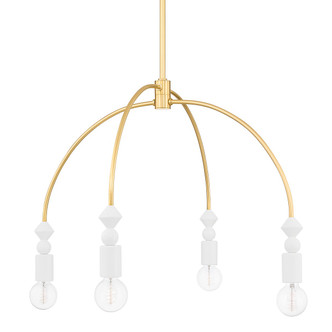 Mitzi - H471804-AGB - Four Light Chandelier - Flora - Aged Brass