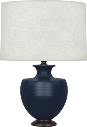 Robert Abbey - MMB22 - One Light Table Lamp - Michael Berman Atlas - Matte Midnight Blue Glazed Ceramic/Deep Patina Bronze