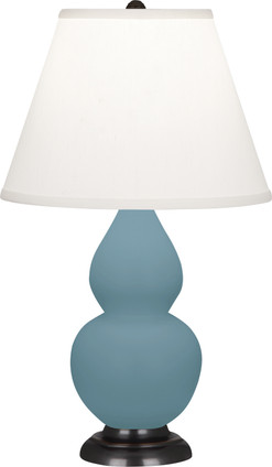 Robert Abbey - MOB51 - One Light Accent Lamp - Small Double Gourd - Matte Steel Blue Glazed Ceramic w/Bronzeed Robert Abbey - MOB51 - One Light Accent Lamp - Small Double Gourd - Matte Steel Blue Glazed Ceramic w/Bronzeed