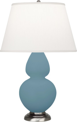 Robert Abbey - MOB59 - One Light Table Lamp - Double Gourd - Matte Steel Blue Glazed Ceramic w/Antique Silvered