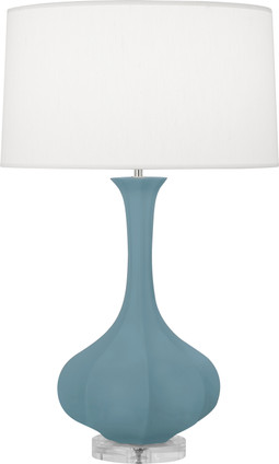 Robert Abbey - MOB96 - One Light Table Lamp - Pike - Matte Steel Blue Glazed Ceramic w/Lucite