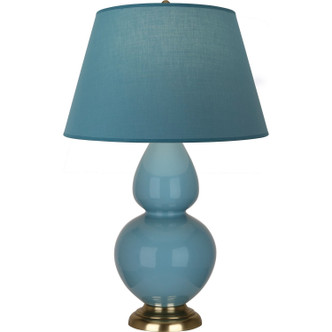 Robert Abbey - OB20B - One Light Table Lamp - Double Gourd - Steel Blue Glazed Ceramic w/Antique Natural Brass