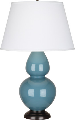 Robert Abbey - OB21X - One Light Table Lamp - Double Gourd - Steel Blue Glazed Ceramic w/Deep Patina Bronzeed