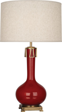 Robert Abbey - OX992 - One Light Table Lamp - Athena - Oxblood Glazed Ceramic w/Aged Brass