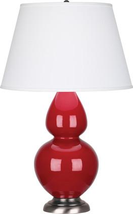 Robert Abbey - RR22X - One Light Table Lamp - Double Gourd - Ruby Red Glazed Ceramic w/Antique Silver