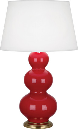 Robert Abbey - RR40X - One Light Table Lamp - Triple Gourd - Ruby Red Glazed Ceramic w/Antique Natural Brass