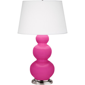 Robert Abbey - RZ42X - One Light Table Lamp - Triple Gourd - Razzle Rose Glazed Ceramic w/Antique Silver