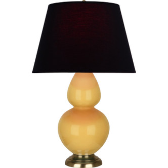 Robert Abbey - SU20K - One Light Table Lamp - Double Gourd - Sunset Yellow Glazed Ceramic w/Antique Natural Brass