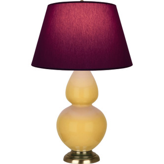 Robert Abbey - SU20P - One Light Table Lamp - Double Gourd - Sunset Yellow Glazed Ceramic w/Antique Natural Brass