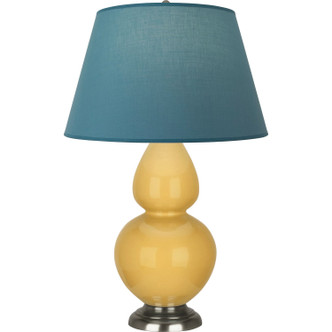 Robert Abbey - SU22B - One Light Table Lamp - Double Gourd - Sunset Yellow Glazed Ceramic w/Antique Silver