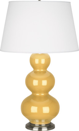 Robert Abbey - SU42X - One Light Table Lamp - Triple Gourd - Sunset Yellow Glazed Ceramic w/Antique Silvered
