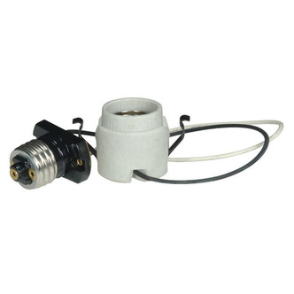 Satco - 80-1212 - Keyless Porcelain Socket With Adapter And Double Snap-In Clip - White