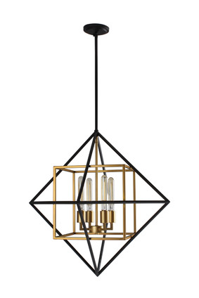 Eglo USA - 204683A - Four Light Pendant - Pryor - Antique Gold/Black