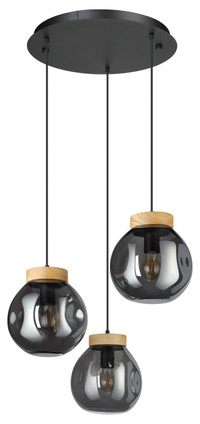 Eglo USA - 390319A - Three Light Pendant - Magacela - Black & Light Wood