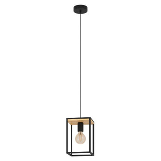 Eglo USA - 99795A - One Light Pendant - Libertad - Structured Black & Natural Wood