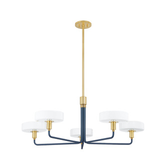 Mitzi - H886805-AGB/SBL - Five Light Chandelier - Aston - Aged Brass
