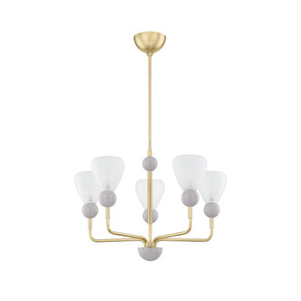 Mitzi - H904805-AGB/SPG - Five Light Chandelier - Doreen - Aged Brass/Soft Peignoir