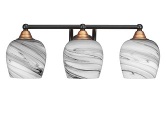 Toltec Lighting - 3423-MBBR-4819 - Three Light Bath Bar - Paramount - Matte Black & Brass