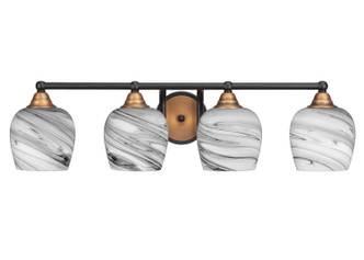 Toltec Lighting - 3424-MBBR-4819 - Four Light Bath Bar - Paramount - Matte Black & Brass