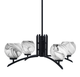 Toltec Lighting - 3704-MB-4109 - Four Light Chandelier - Kurve - Matte Black