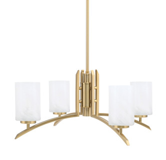 Toltec Lighting - 3704-NAB-3001 - Four Light Chandelier - Kurve - New Age Brass