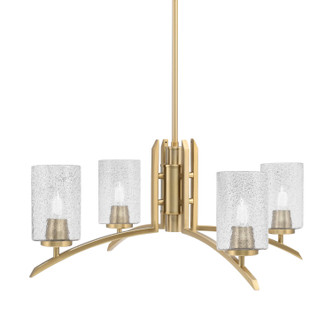 Toltec Lighting - 3704-NAB-3002 - Four Light Chandelier - Kurve - New Age Brass