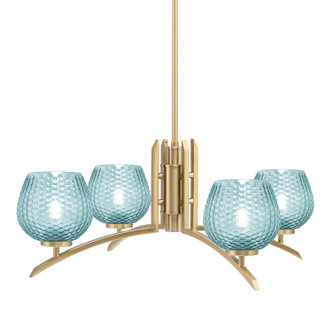 Toltec Lighting - 3704-NAB-4605 - Four Light Chandelier - Kurve - New Age Brass