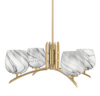 Toltec Lighting - 3704-NAB-4819 - Four Light Chandelier - Kurve - New Age Brass