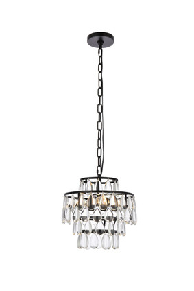 Elegant Lighting - 1102D12BK - Three Light Pendant - Mila - black