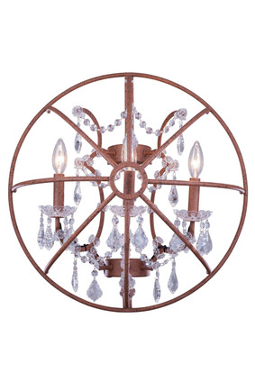Elegant Lighting - 1130W21RI/RC - Three Light Wall Sconce - Geneva - Rustic Intent