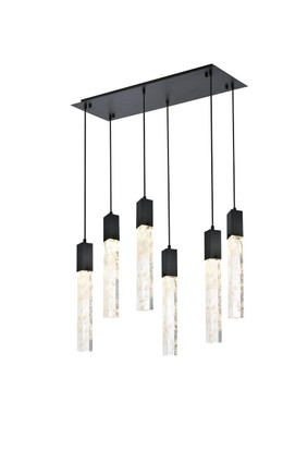 Elegant Lighting - 2088D32BK - Six Light Pendant - Aurora - Black and Clear