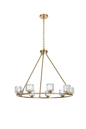Elegant Lighting - 5100D36SG - Nine Light Chandelier - Cadence - Satin Gold and Clear
