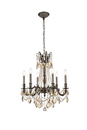 Elegant Lighting - 9206D23PW-GT/RC - Six Light Chandelier - Rosalia - Pewter Elegant Lighting - 9206D23PW-GT/RC - Six Light Chandelier - Rosalia - Pewter