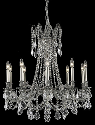Elegant Lighting - 9210D28PW/RC - Ten Light Chandelier - Rosalia - Pewter