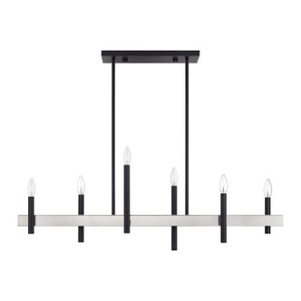 Livex Lighting - 49336-04 - Six Light Linear Chandelier - Denmark - Black with Brushed Nickel