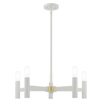 Livex Lighting - 51135-03 - Five Light Chandelier - Copenhagen - White w/ Satin Brasss
