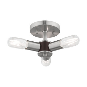 Livex Lighting - 51137-91 - Three Light Ceiling Mount - Copenhagen - Brushed Nickel w/ Bronzes