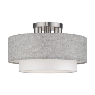 Livex Lighting - 60013-91 - Three Light Semi-Flush Mount - Brookmeade - Brushed Nickel