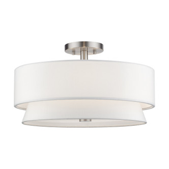 Livex Lighting - 60027-91 - Four Light Semi-Flush Mount - Fontana - Brushed Nickel
