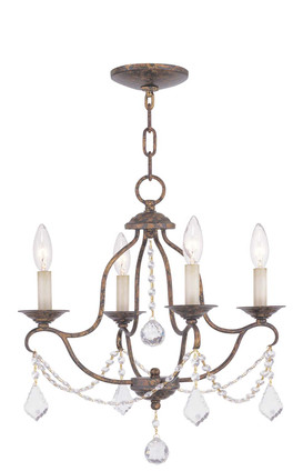 Livex Lighting - 6424-71 - Four Light Mini Chandelier - Chesterfield - Hand Applied Venetian Golden Bronze