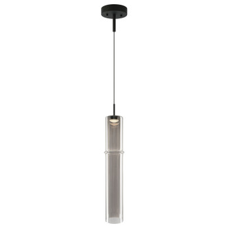 Matteo Lighting - C30611MBSM - One Light Pendant - Bambu - Matte Black + Smoked Glass