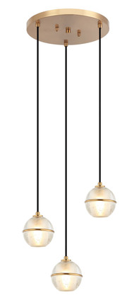 Matteo Lighting - C33103AG - Three Light Pendant - MISTY - Aged Gold Brass