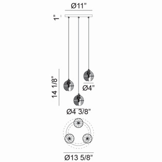 Misty Three Light Pendant (C33103AG) Misty Three Light Pendant (C33103AG)